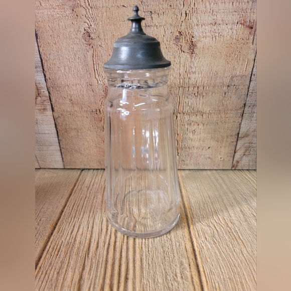 Vintage GLASS Lidded Lid Syrup Pitcher Ribbed Columns - Picture 8 of 10